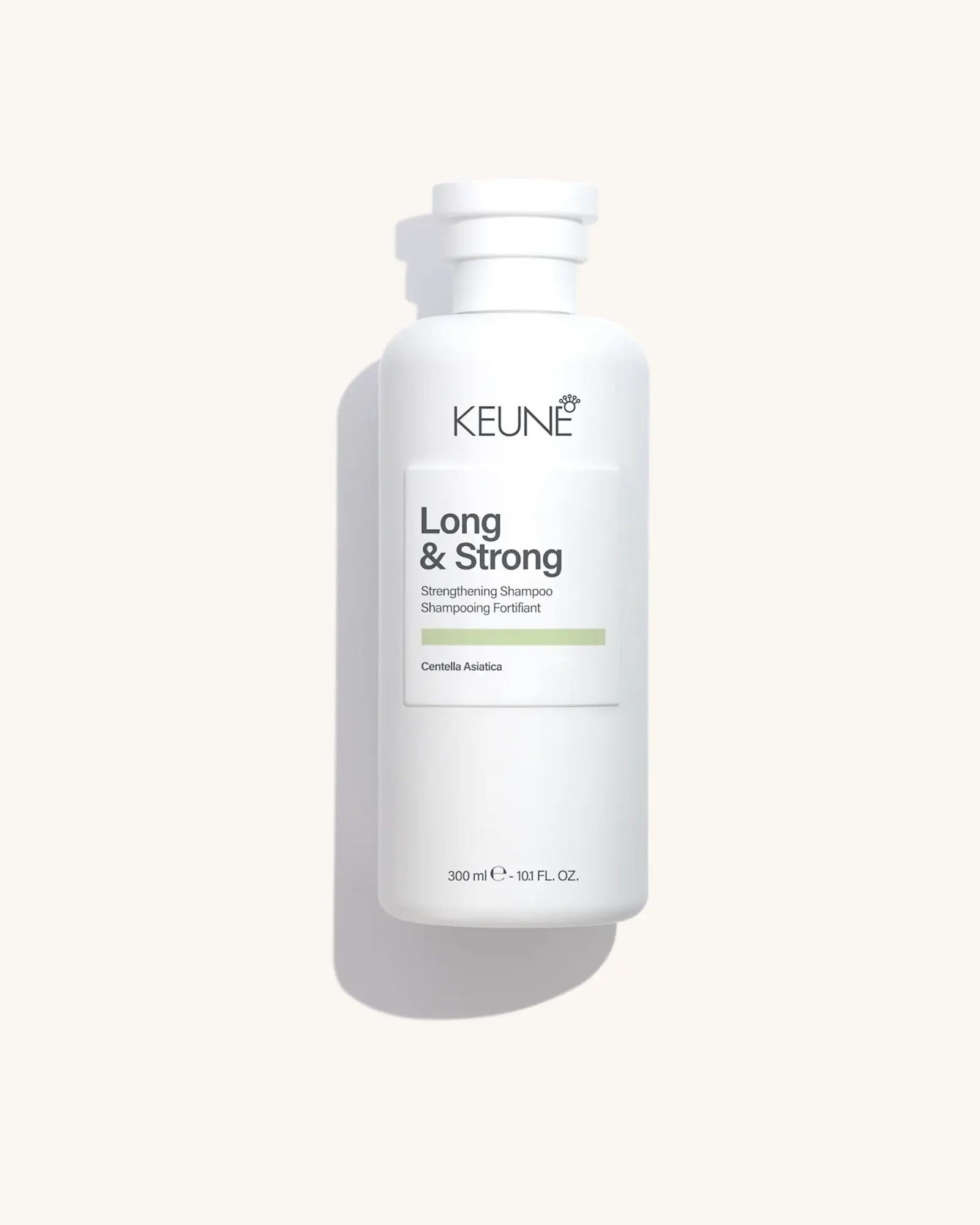 Keune Long & Strong Shampoo product pack shot on Bijou cream background