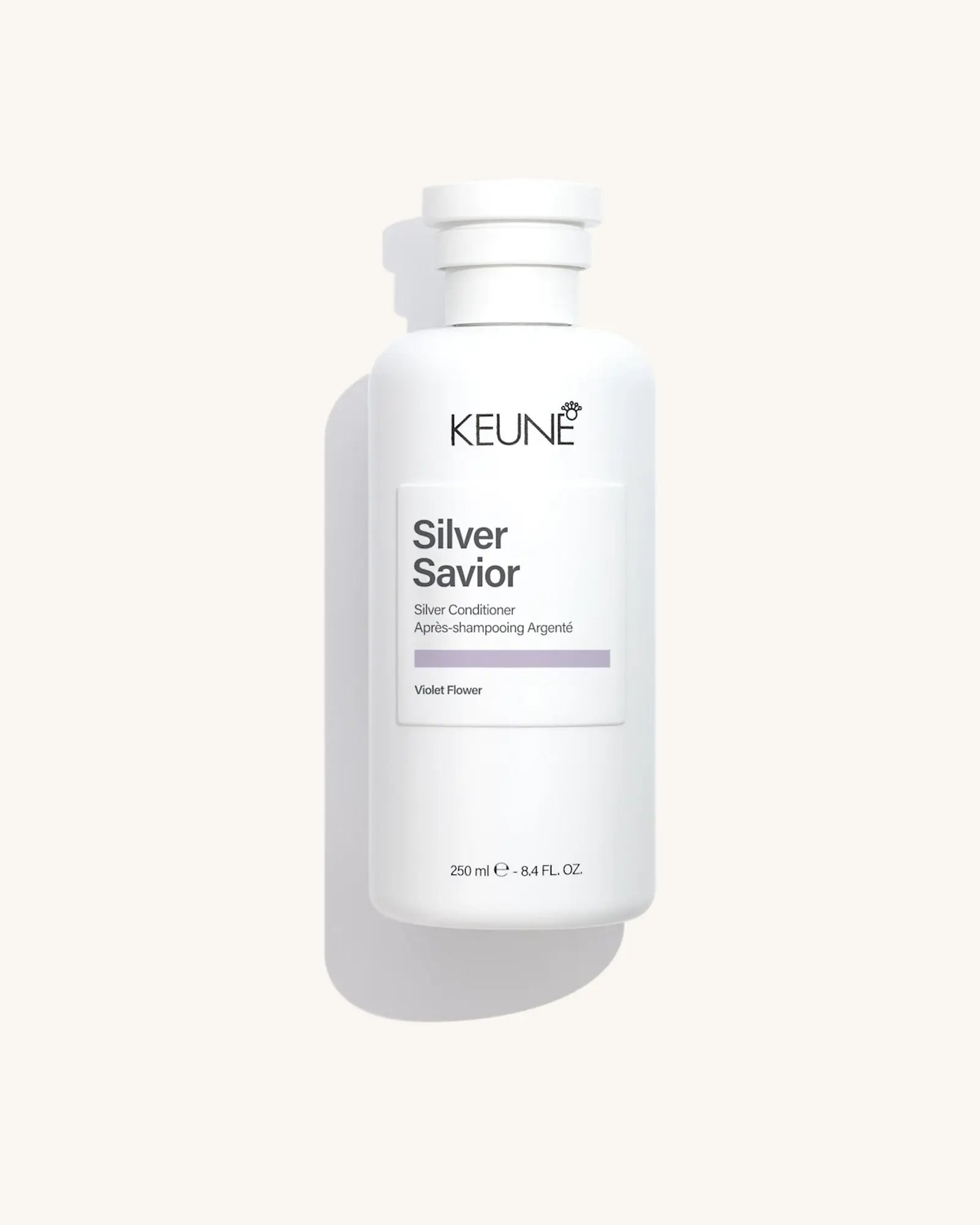 Keune Silver Savior Conditioner product pack shot on Bijou cream background