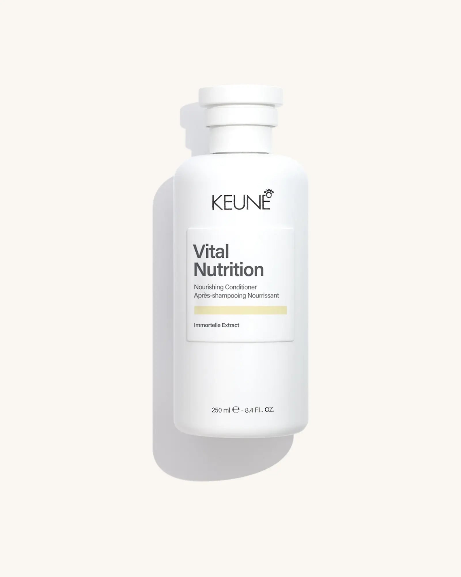 Keune Vital Nutrition Conditioner product pack shot on Bijou cream background