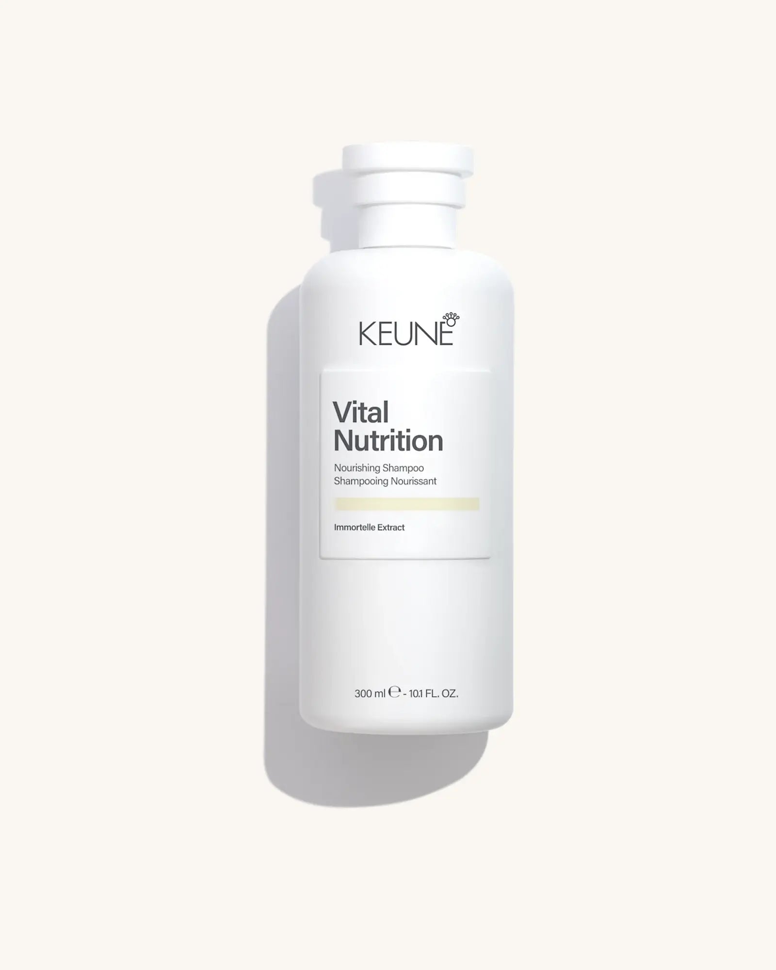 Keune Vital Nutrition Shampoo product pack shot on Bijou cream background